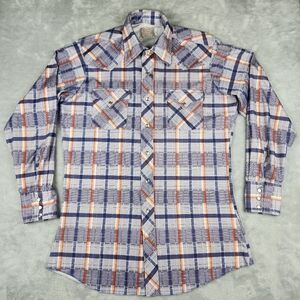 H Bar C Ranchwear Mens Western Shirt Pearl Snap Long Sleeve Plaid Size 15.5 33